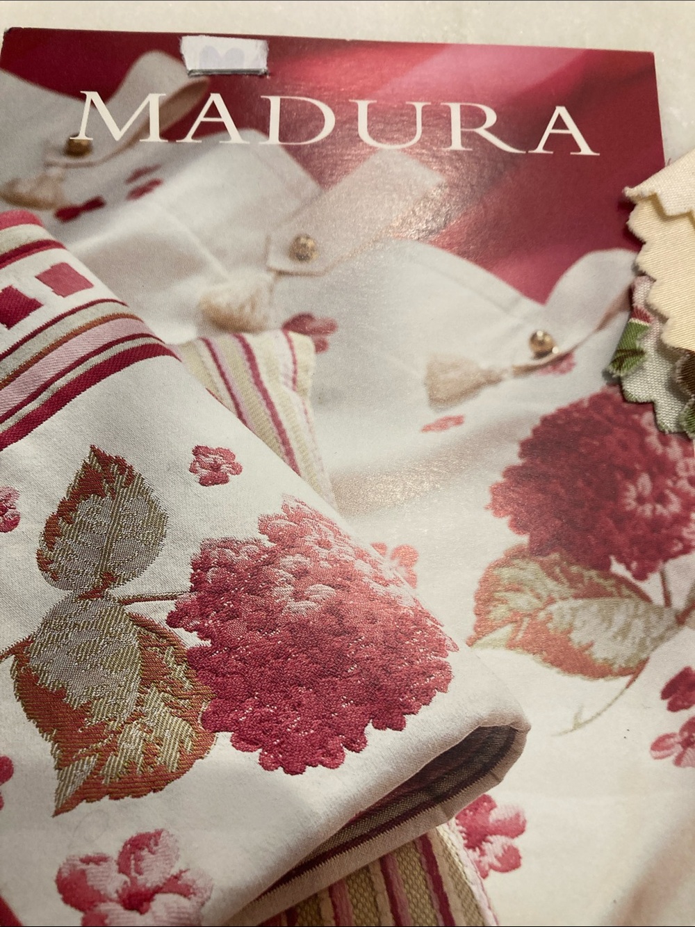 Spectacular MADURA two panel raspberry orange/ yellow daisy embroidered curtain